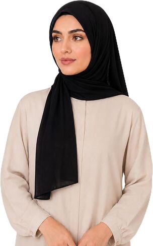 Premium Stretch Cotton Solid Color Scarf for Women, Soft Jersey Shawl Wrap, Large Size Lightweight Everyday Hijab in Saudi Arabia