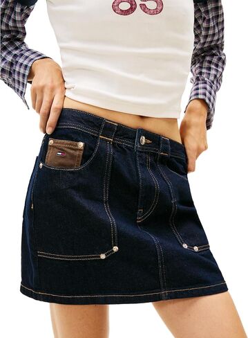 Tommy Jeans Women's Denim Mini Skirt with Pocket and Embroidered Flag Logo in Kuwait