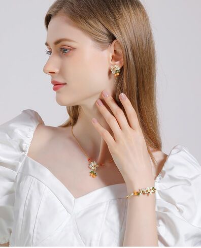 Orange Blossom Flower Kumquat Pearl Enamel Bracelet Jewelry Gift Juicy Grape Mothers' Day in Kuwait