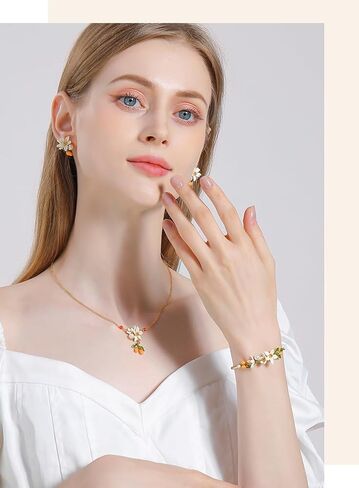 Orange Blossom Flower Kumquat Pearl Enamel Bracelet Jewelry Gift Juicy Grape Mothers' Day in Kuwait