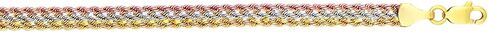 Floreo 10k Tri Color Gold Triple Strand Rope Chain Bracelet, 7.5" in Kuwait
