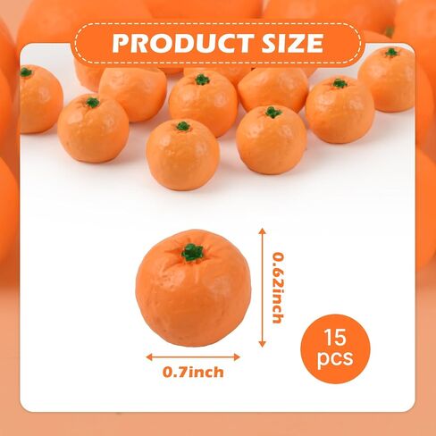 Miniature Artificial Oranges, 15 Pcs Resin Simulation Oranges Artificial Mini Fruits for Home Mini Kitchen Cabinet Props DIY Crafts Decor in Kuwait