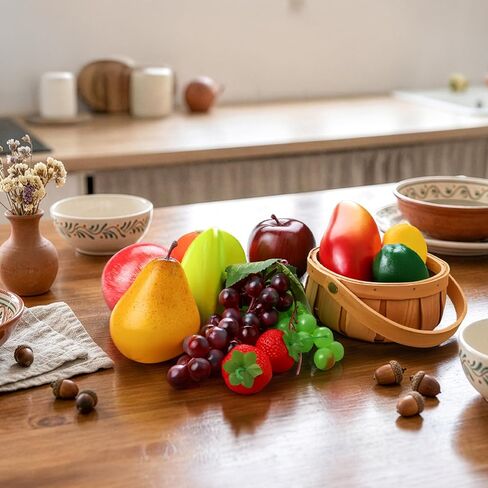 Lorigun 13 Pcs Fake Fruit, Artificial Fruits for Decoration Realistic Faux Fruits Table Centerpieces, Plastic Fruit for Decor Home Kitchen Fake Apples Oranges Grapes Lemons in Kuwait