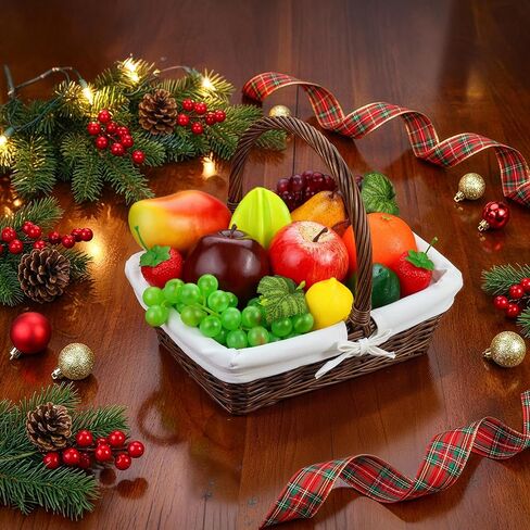 Lorigun 13 Pcs Fake Fruit, Artificial Fruits for Decoration Realistic Faux Fruits Table Centerpieces, Plastic Fruit for Decor Home Kitchen Fake Apples Oranges Grapes Lemons in Kuwait