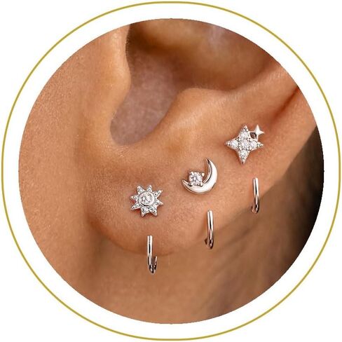 3 Pairs Backless Half Hoop Huggie Earrings,14K Gold Plated Small Open Hoops Earrings for Multiple Piercings, Non-Tarnish Hypoallergenic Sleep Friendly Set Jewelry for Women in Saudi Arabia
