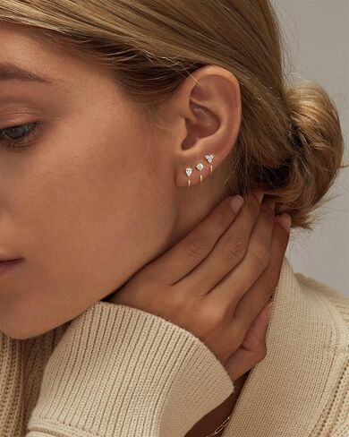 3 Pairs Backless Half Hoop Huggie Earrings,14K Gold Plated Small Open Hoops Earrings for Multiple Piercings, Non-Tarnish Hypoallergenic Sleep Friendly Set Jewelry for Women in Saudi Arabia