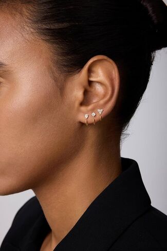 3 Pairs Backless Half Hoop Huggie Earrings,14K Gold Plated Small Open Hoops Earrings for Multiple Piercings, Non-Tarnish Hypoallergenic Sleep Friendly Set Jewelry for Women in Saudi Arabia