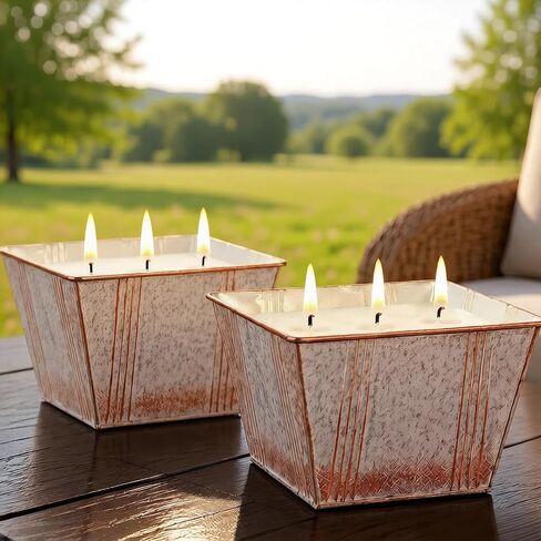 Citronella Candles Outdoor, 24OZ Large Size 3-Wick Citronella Candles, 2 Pack Lemongrass Candle, Natural Soy Wax Candle, 120 Hours Long Burning Candle for Patio Garden Camping Indoor Home Decor in Saudi Arabia