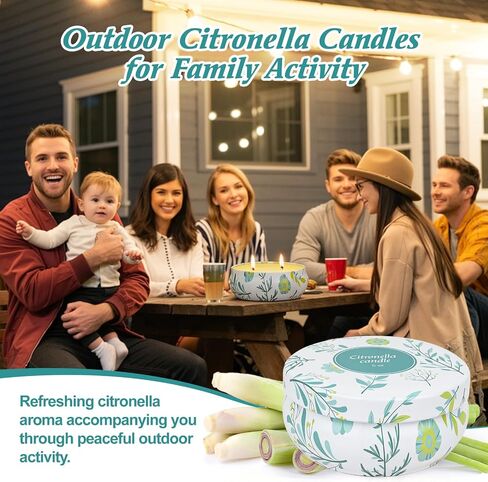 Citronella Candles Outdoor, 4 Pack Double-Wick Soy Wax Lemongrass Candles Bulk, Decorative Scented Candle for Patio Garden Yard Camping, Indoor Outside Emergency Candle, 240 Hours Burning Time in Saudi Arabia