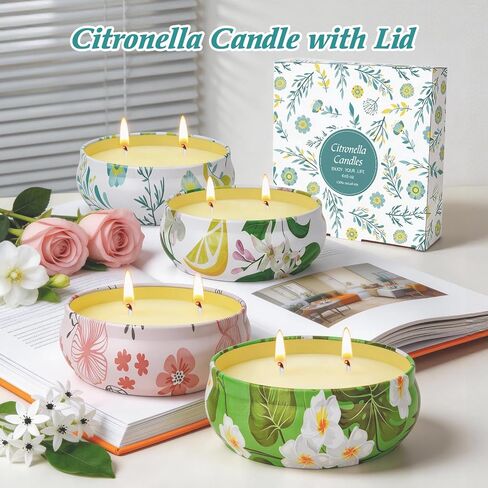 Citronella Candles Outdoor, 4 Pack Double-Wick Soy Wax Lemongrass Candles Bulk, Decorative Scented Candle for Patio Garden Yard Camping, Indoor Outside Emergency Candle, 240 Hours Burning Time in Saudi Arabia