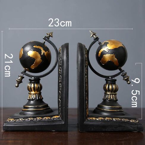 TimeStamp Decorative Bookends,Rustic Unique Globe Book Ends Stoppers Holder Nonskid for Home Shelves,Polyresin,4.5 x 5 x 8 Inches,(Set of 2) in Kuwait