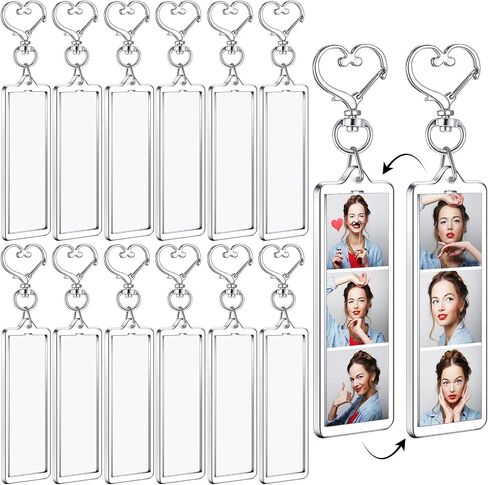 MTLEE 12 Pcs Mini Photo Strip Keychain Frame 1x3 Inch Acrylic Photo Booth Keychain Double Sided Keyring Blank DIY Custom Gift in Saudi Arabia