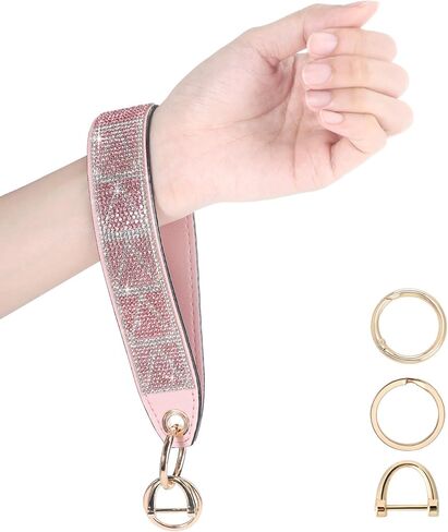 Keychain Wristlet with D-ring: Sparkly Rhinestone for Car Keys and Wallets in Kuwait