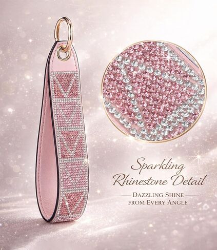 Keychain Wristlet with D-ring: Sparkly Rhinestone for Car Keys and Wallets in Kuwait