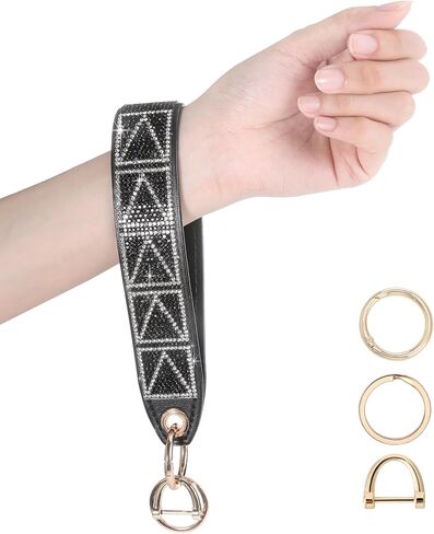 Keychain Wristlet with D-ring: Sparkly Rhinestone for Car Keys and Wallets in Saudi Arabia