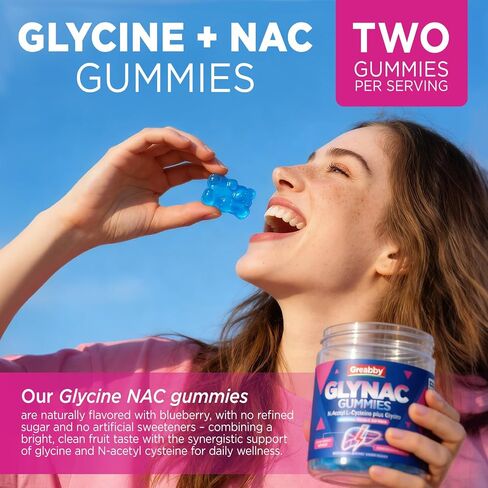 Glynac Gummies, Glycine & N-Acetyl Cysteine Supplement for Adults, with Quercetin, Vitamin C & Zinc, Liver & Cellular Support, Glutathione Production, 60 Count in Saudi Arabia