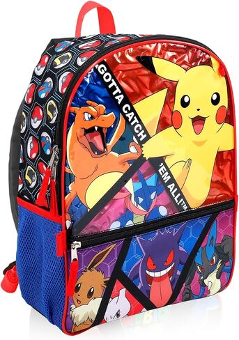 Pokemon Backpack Set for Boys - Bundle with 16" Pikachu Backpack, Snack Bag, Water Bottle, Pencil Case, More | Pokemon School Bag for Kids in Kuwait