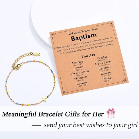 Christian Cross Bracelets for Girls Women, Easter Basket Stuffers Baptism Confirmation First Communion Gifts for Teen Girls in Saudi Arabia