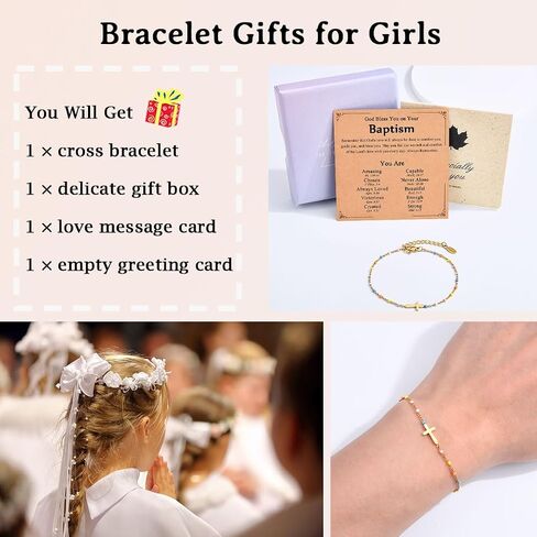 Christian Cross Bracelets for Girls Women, Easter Basket Stuffers Baptism Confirmation First Communion Gifts for Teen Girls in Saudi Arabia