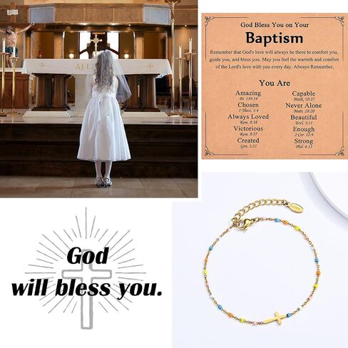 Christian Cross Bracelets for Girls Women, Easter Basket Stuffers Baptism Confirmation First Communion Gifts for Teen Girls in Saudi Arabia