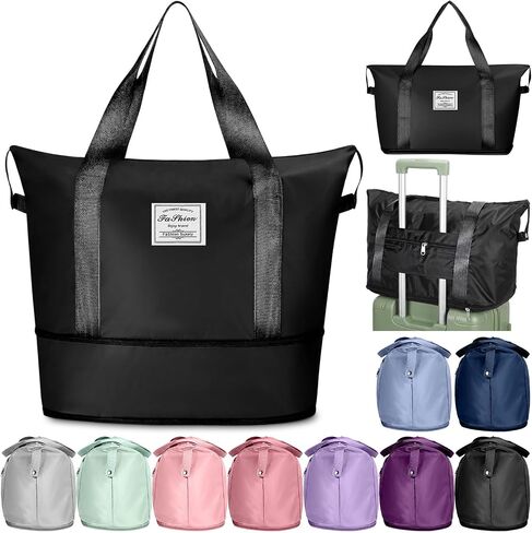 9 Pack Expandable Travel Bags Bulk, Foldable Duffel Bag for Travel Waterproof Shoulder Weekender Overnight Totes with Wet Pocket Sports Gym Totes Airport Carry on Luggage for Women Men in Kuwait