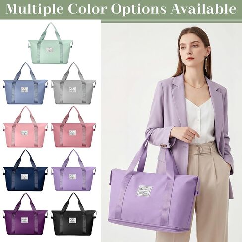 9 Pack Expandable Travel Bags Bulk, Foldable Duffel Bag for Travel Waterproof Shoulder Weekender Overnight Totes with Wet Pocket Sports Gym Totes Airport Carry on Luggage for Women Men in Kuwait