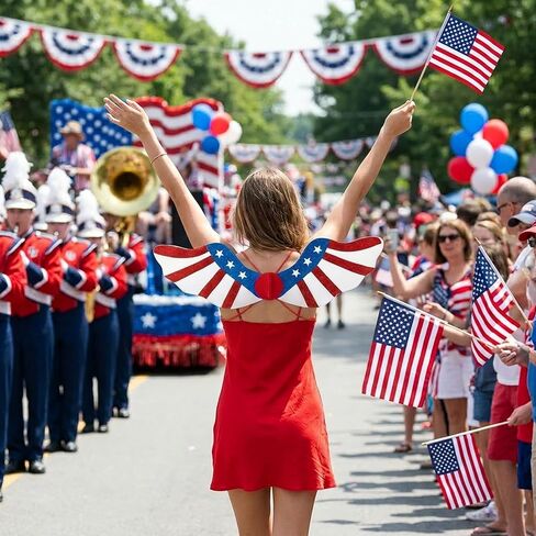 2 Pcs Independence Day Wings, Foldable Metal 4th of July Wings, Red White Blue Patriotic American Flag Costume for Kids Memorial Day Parade Chirstmas Cosplay Dress Up Party in Saudi Arabia
