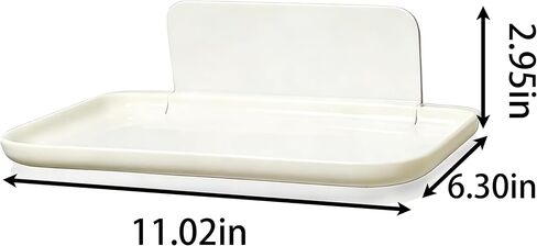2 Pcs Small Shelf for Wall, Foldable Bedside Shelf & Small Wall Shelves No Drill Adhesive Folding Shelf, Stick-on Floating Wall Rack Organizer Tray for Bedroom Bathroom Kitchen Entryway, White in Saudi Arabia