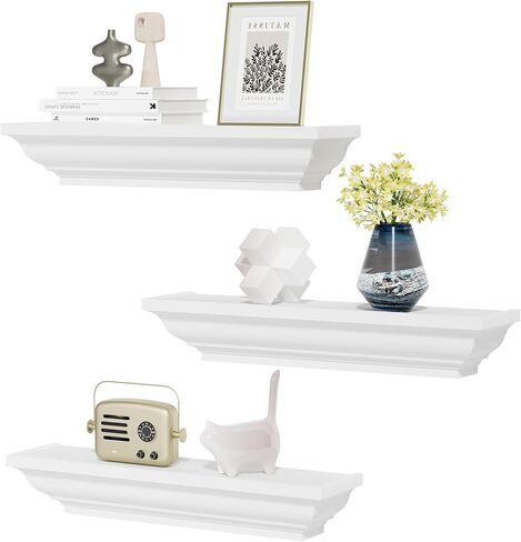 Alsonerbay Floating Shelves - White Rustic Wall Shelves, 2 Pack (17 Inch) for Bedroom, Living Room, Bathroom in Saudi Arabia