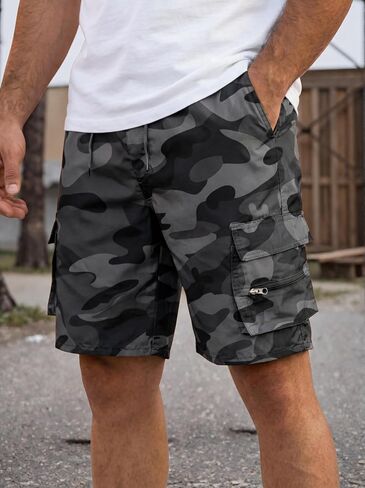 Men's Cargo Shorts Elastic Waist Jogger with Pockets Outdoor Work in Kuwait