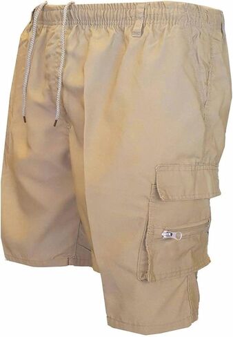 SHOPESSA Men Cargo Shorts Drawstring Casual Hiking Knee Length Bermuda Shorts with Multi-Pockets Fashion Gym Athletic Short in Saudi Arabia