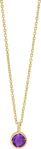 Floreo 14k Yellow Gold 4mm Birthstone Charm Pendant Chain Necklace, 16"-18" (Garnet Amethyst Aquamarine White Topaz Emerald Moonstone Ruby Peridot Blue Sapphire Pink Sapphire Citrine Sky Blue Topaz) in Kuwait