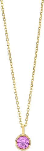 Floreo 14k Yellow Gold 4mm Birthstone Charm Pendant Chain Necklace, 16"-18" (Garnet Amethyst Aquamarine White Topaz Emerald Moonstone Ruby Peridot Blue Sapphire Pink Sapphire Citrine Sky Blue Topaz) in Kuwait