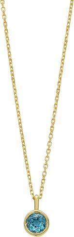 Floreo 14k Yellow Gold 4mm Birthstone Charm Pendant Chain Necklace, 16"-18" (Garnet Amethyst Aquamarine White Topaz Emerald Moonstone Ruby Peridot Blue Sapphire Pink Sapphire Citrine Sky Blue Topaz) in Kuwait