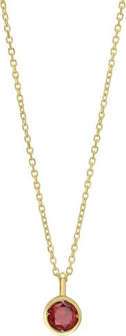 Floreo 14k Yellow Gold 4mm Birthstone Charm Pendant Chain Necklace, 16"-18" (Garnet Amethyst Aquamarine White Topaz Emerald Moonstone Ruby Peridot Blue Sapphire Pink Sapphire Citrine Sky Blue Topaz) in Kuwait