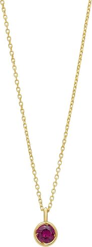 Floreo 14k Yellow Gold 4mm Birthstone Charm Pendant Chain Necklace, 16"-18" (Garnet Amethyst Aquamarine White Topaz Emerald Moonstone Ruby Peridot Blue Sapphire Pink Sapphire Citrine Sky Blue Topaz) in Kuwait