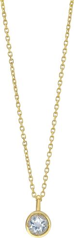 Floreo 14k Yellow Gold 4mm Birthstone Charm Pendant Chain Necklace, 16"-18" (Garnet Amethyst Aquamarine White Topaz Emerald Moonstone Ruby Peridot Blue Sapphire Pink Sapphire Citrine Sky Blue Topaz) in Kuwait