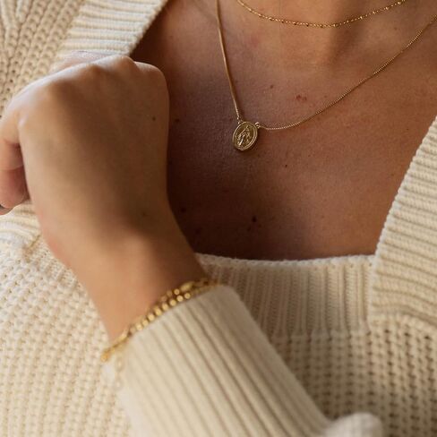 18k Gold Filled Lady Of Grace Double Sided Coin Necklace - Dainty Minimalist Chain, Watrerproof, Tarnishproof, Hypoallergenic, Layering Jewelry in Saudi Arabia