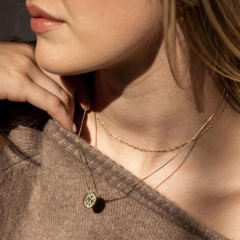 18k Gold Filled Lady Of Grace Double Sided Coin Necklace - Dainty Minimalist Chain, Watrerproof, Tarnishproof, Hypoallergenic, Layering Jewelry in Saudi Arabia