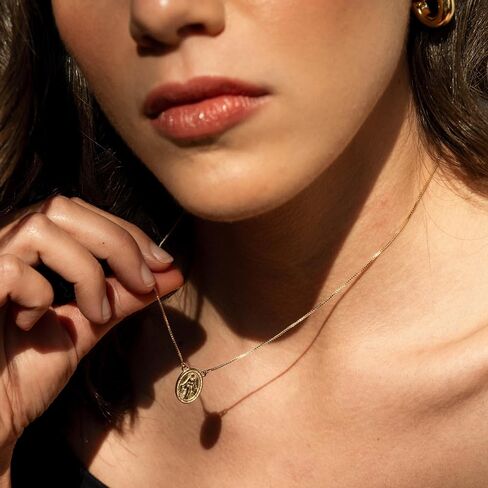 18k Gold Filled Lady Of Grace Double Sided Coin Necklace - Dainty Minimalist Chain, Watrerproof, Tarnishproof, Hypoallergenic, Layering Jewelry in Saudi Arabia