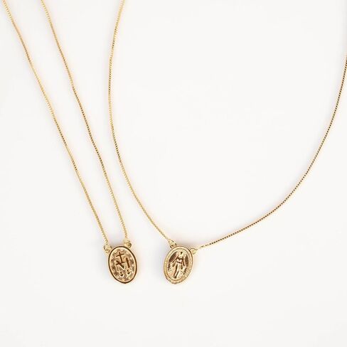18k Gold Filled Lady Of Grace Double Sided Coin Necklace - Dainty Minimalist Chain, Watrerproof, Tarnishproof, Hypoallergenic, Layering Jewelry in Saudi Arabia