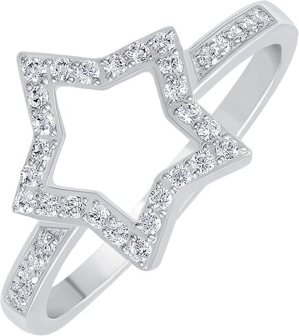 18K Yellow & White Gold Plated Lab Created Ruby/Blue Sapphire/Simulated Diamond/Emerald Stone Star Shape Rings for Women - Light Weight Birthstone Ring Jewelry - Gift for Her in Kuwait