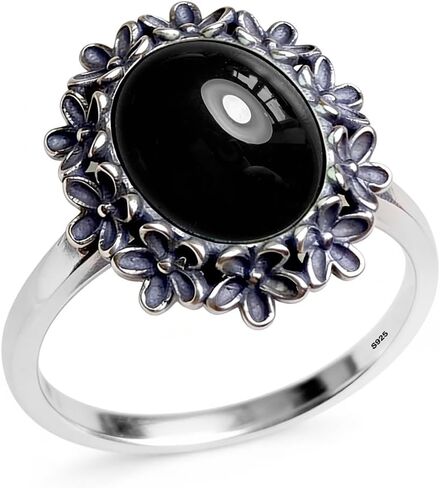 Blooming Flowers Stone Ring,Retro Sterling Silver Natural Genuine Real Crystal Quartz Gemstone Statement Floral Ring for Women in Kuwait