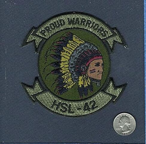 Embroidered Patch - Patches for Women Man -HSL-42 Proud Warriors Military Naval Style Patch SH-60 Seahawk Subdued Helicopter Squadron Patch in Kuwait