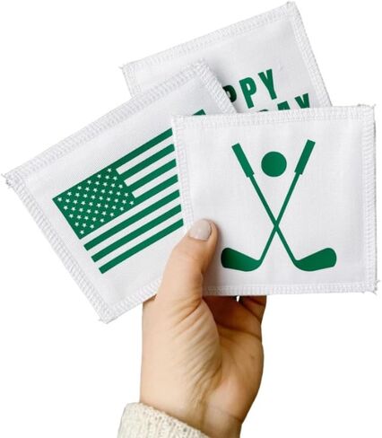 Caddie Generic Front Patches (White) – Logo Patches w/Green Lettering – Polycotton Custom Hook and Loop Patch Includes American Flag, Golf Flag & More - Caddy Customized Patch for Halloween Costumes in Saudi Arabia