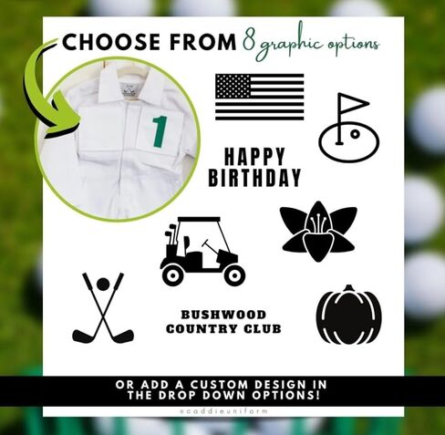 Caddie Generic Front Patches (White) – Logo Patches w/Green Lettering – Polycotton Custom Hook and Loop Patch Includes American Flag, Golf Flag & More - Caddy Customized Patch for Halloween Costumes in Saudi Arabia
