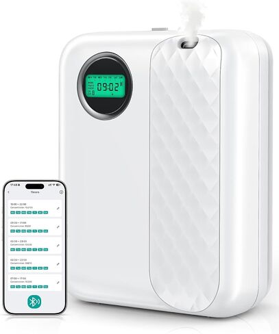 RoyAroma Waterless Essential Oil Diffuser for Home & Office, Smart Bluetooth App Control Scent Machine, 3000 Sq Ft Coverage, 400mL Cold Air Aromatherapy for Large Rooms - Pearl White in Kuwait