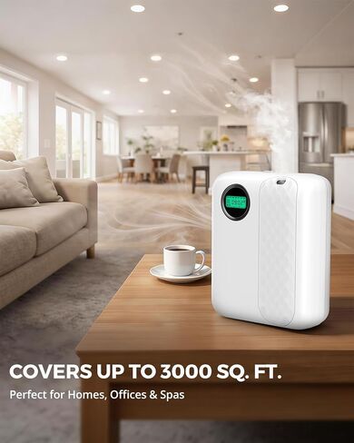 RoyAroma Waterless Essential Oil Diffuser for Home & Office, Smart Bluetooth App Control Scent Machine, 3000 Sq Ft Coverage, 400mL Cold Air Aromatherapy for Large Rooms - Pearl White in Saudi Arabia