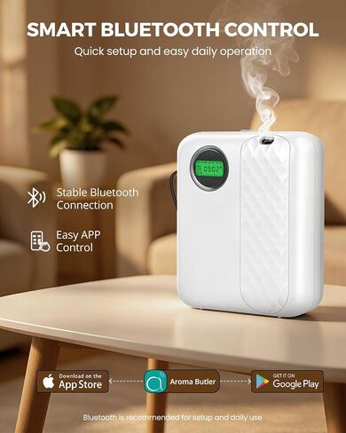 RoyAroma Waterless Essential Oil Diffuser for Home & Office, Smart Bluetooth App Control Scent Machine, 3000 Sq Ft Coverage, 400mL Cold Air Aromatherapy for Large Rooms - Pearl White in Saudi Arabia