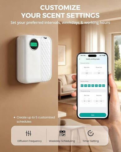 RoyAroma Waterless Essential Oil Diffuser for Home & Office, Smart Bluetooth App Control Scent Machine, 3000 Sq Ft Coverage, 400mL Cold Air Aromatherapy for Large Rooms - Pearl White in Saudi Arabia